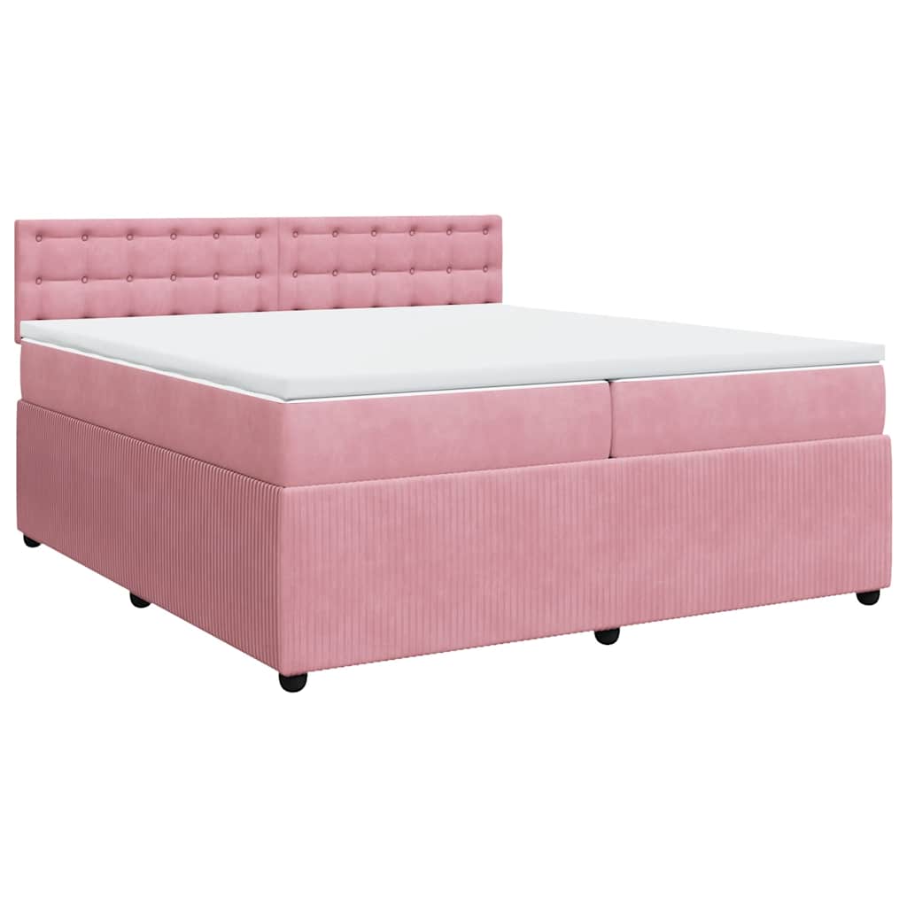 Giroletto a Molle con Materasso Rosa 200x200 cm in Velluto
