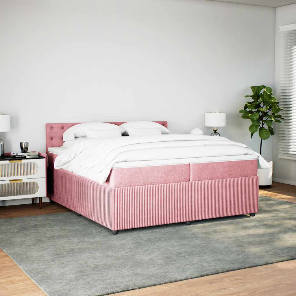 Giroletto a Molle con Materasso Rosa 200x200 cm in Velluto