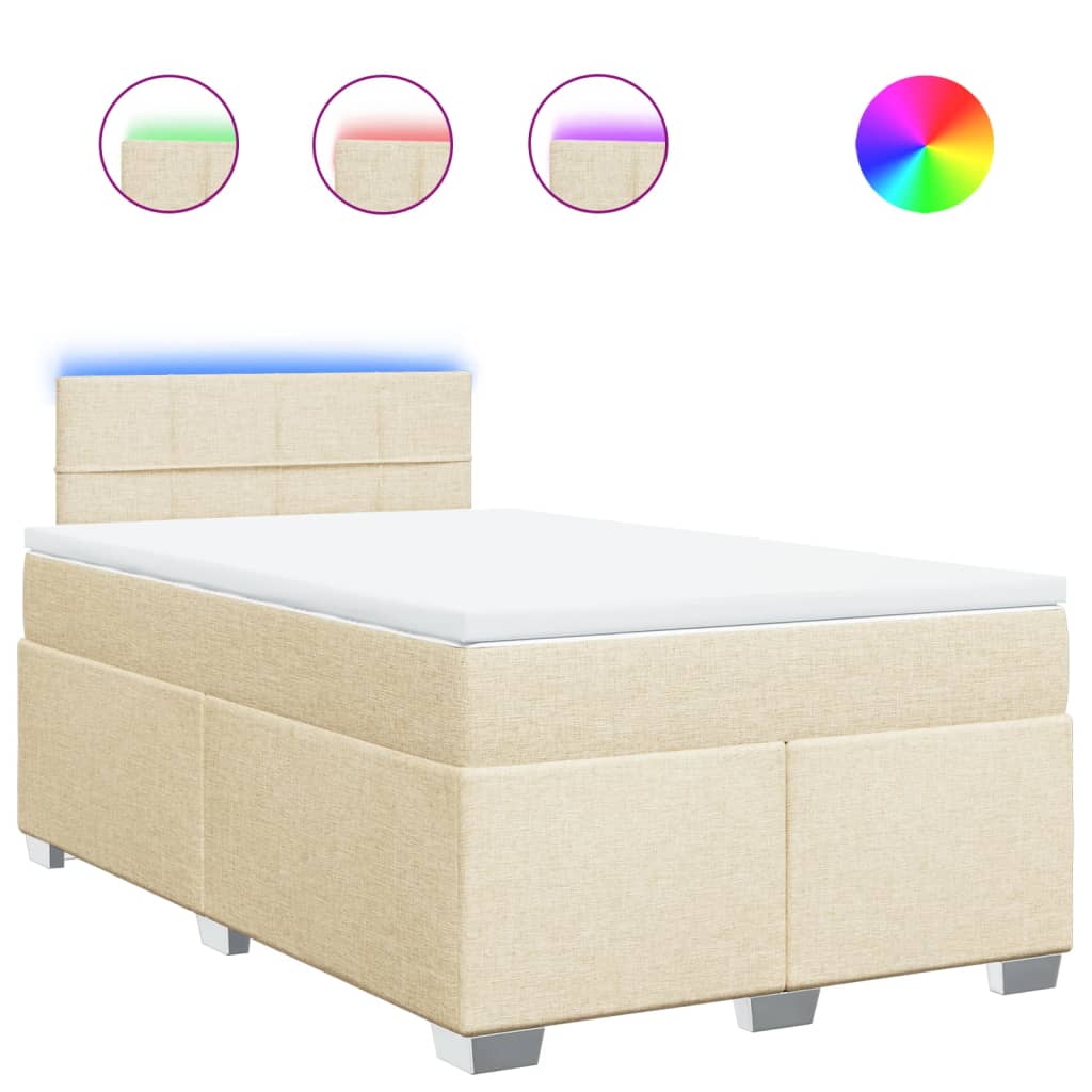 Giroletto a Molle con Materasso Crema 120x190 cm in Tessuto