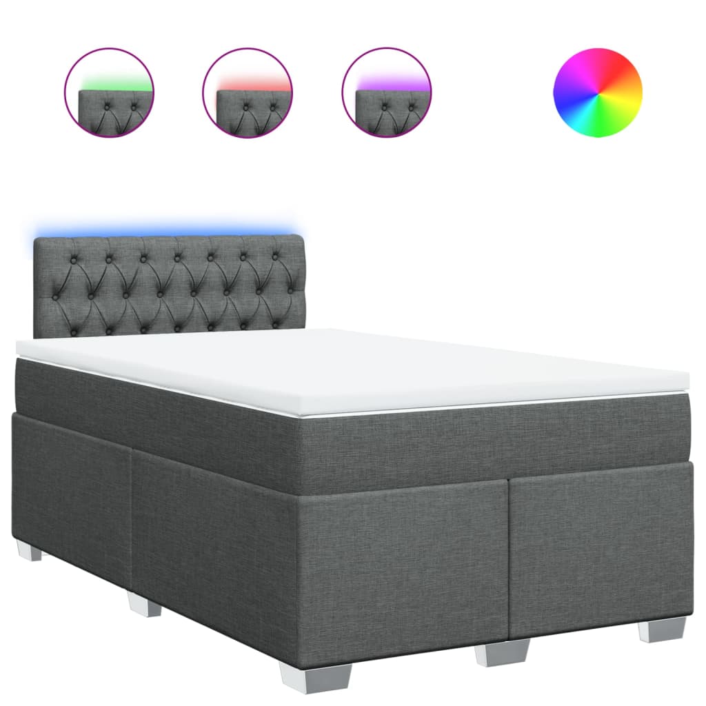 Giroletto a Molle con Materasso Grigio Scuro 120x190cm Tessuto