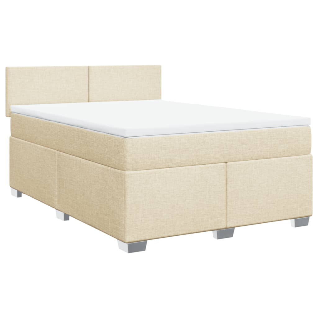 Giroletto a Molle con Materasso Crema 140x200 cm in Tessuto