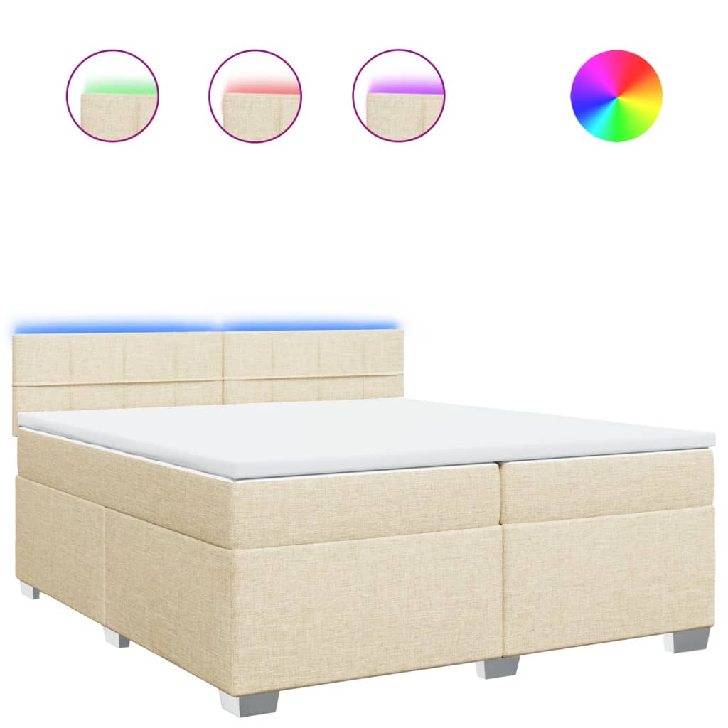 Giroletto a Molle con Materasso Crema 200x200 cm in Tessuto