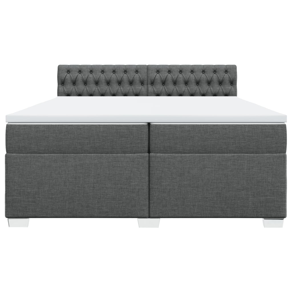 Giroletto a Molle con Materasso Grigio Scuro 200x200 cm Tessuto