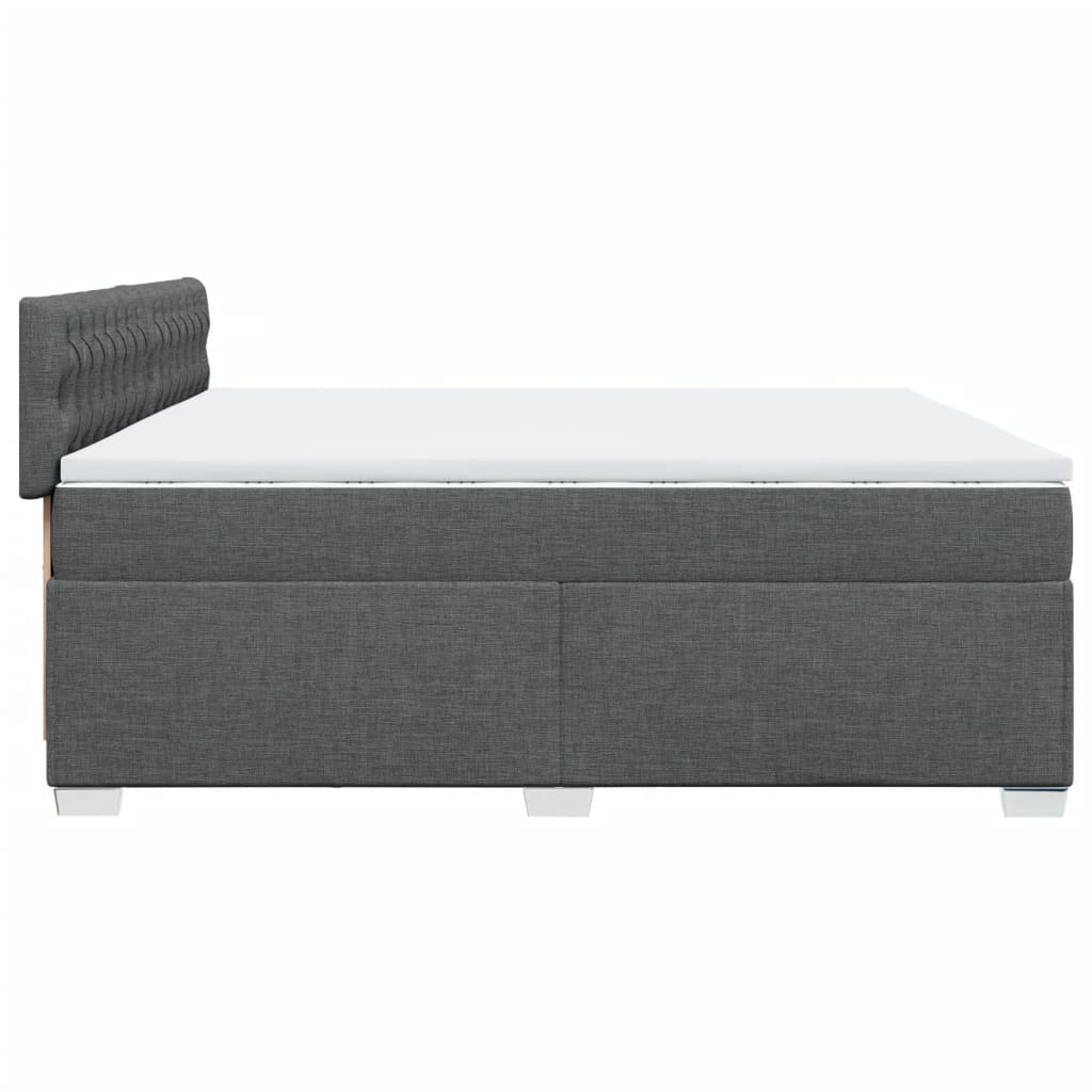 Giroletto a Molle con Materasso Grigio Scuro 200x200 cm Tessuto