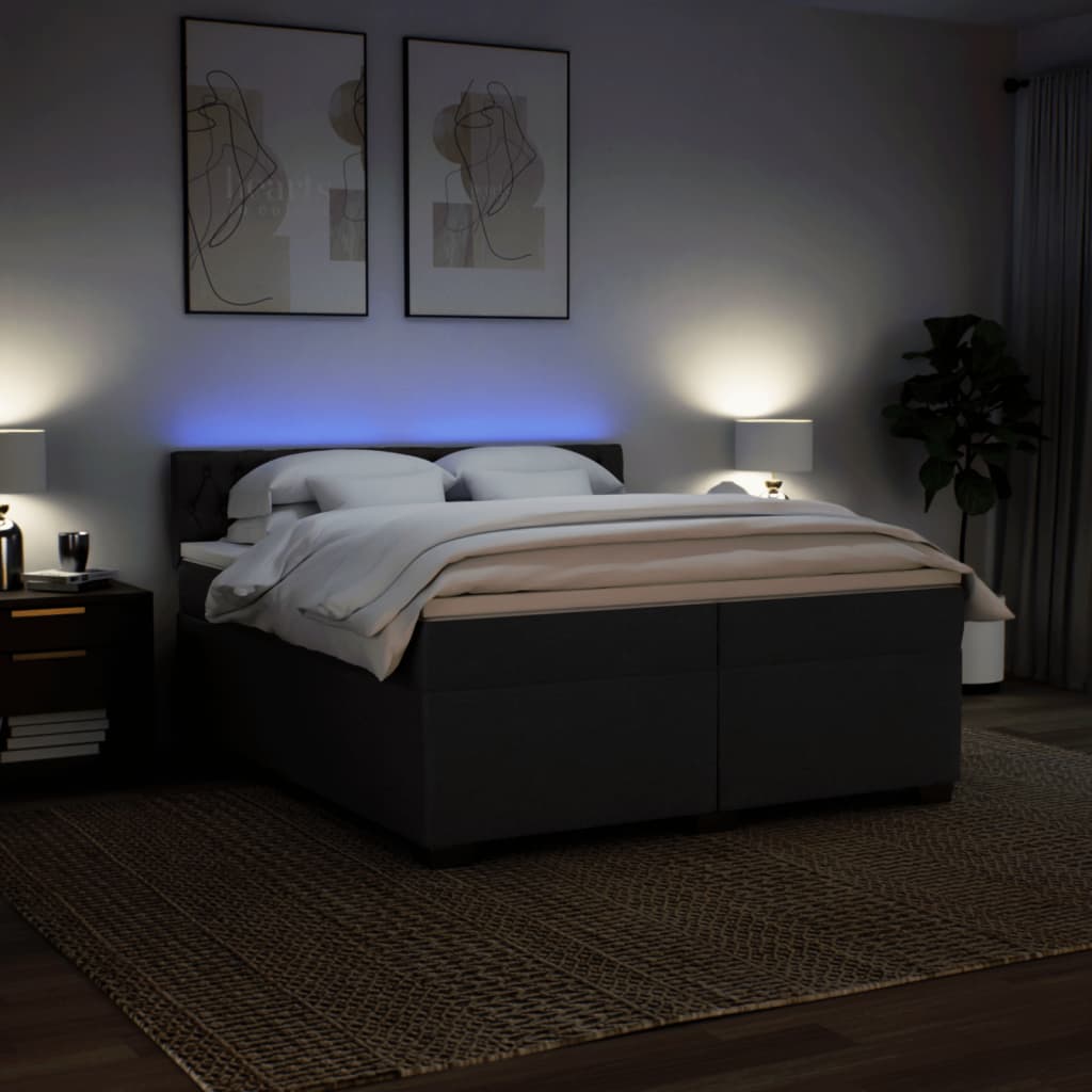 Giroletto a Molle con Materasso Nero 200x200 cm in Tessuto