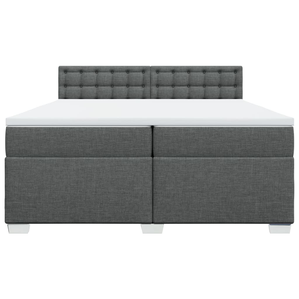 Giroletto a Molle con Materasso Grigio Scuro 200x200 cm Tessuto