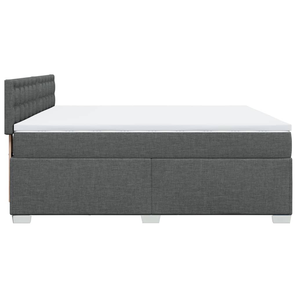 Giroletto a Molle con Materasso Grigio Scuro 200x200 cm Tessuto