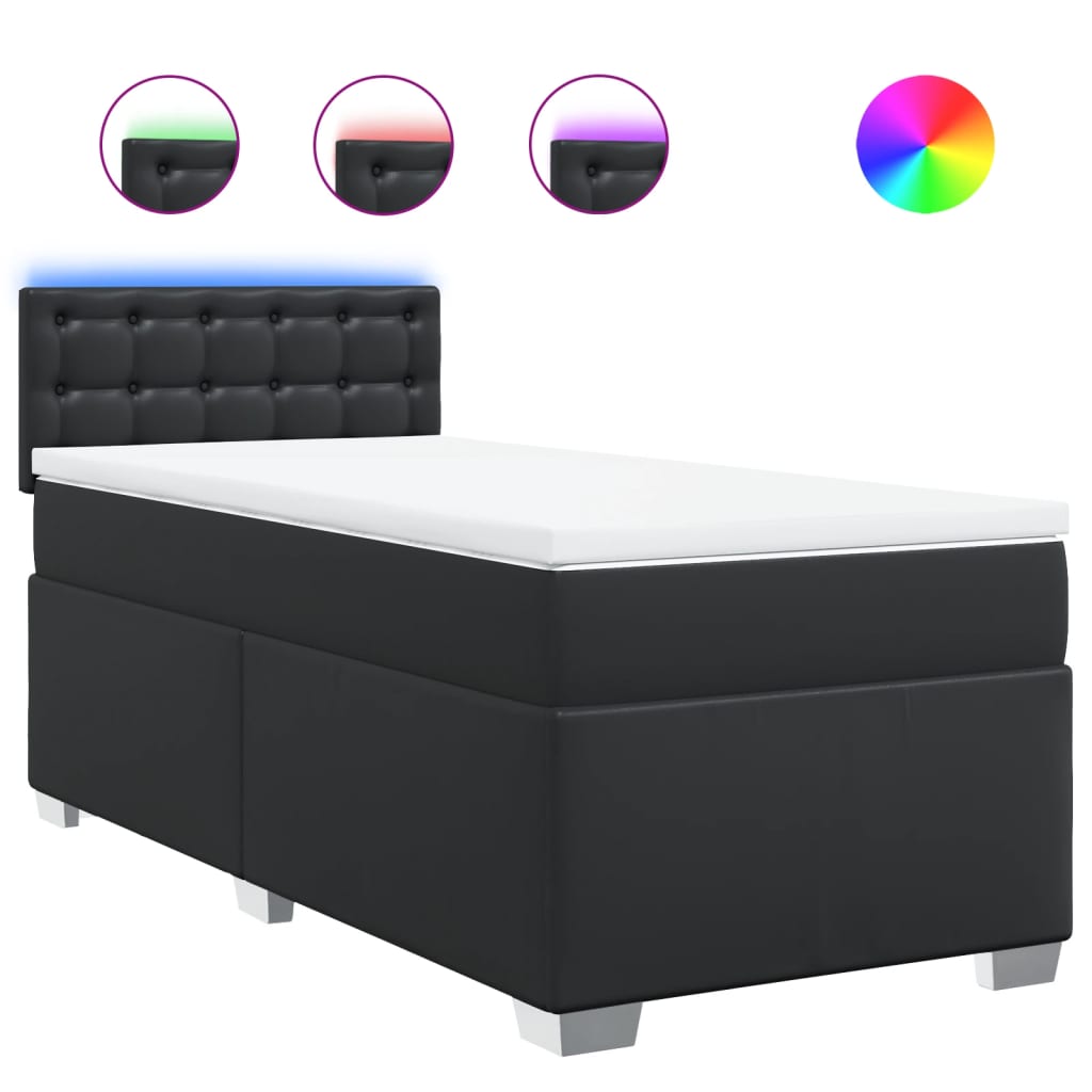 Giroletto a Molle con Materasso Nero 90x190 cm in Similpelle