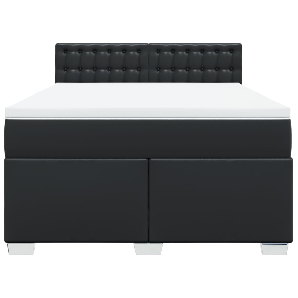 Giroletto a Molle con Materasso Nero 140x200 cm in Similpelle
