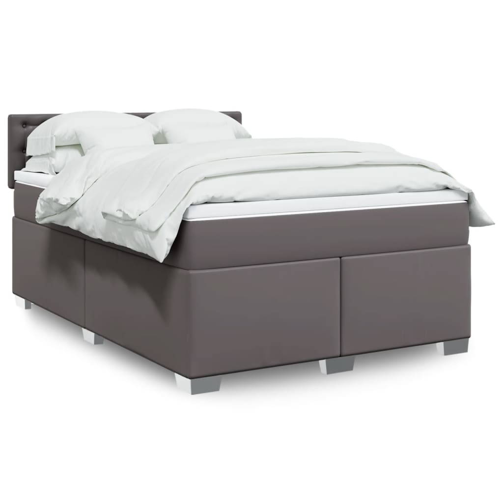 Giroletto a Molle con Materasso Grigio 140x200 cm in Similpelle
