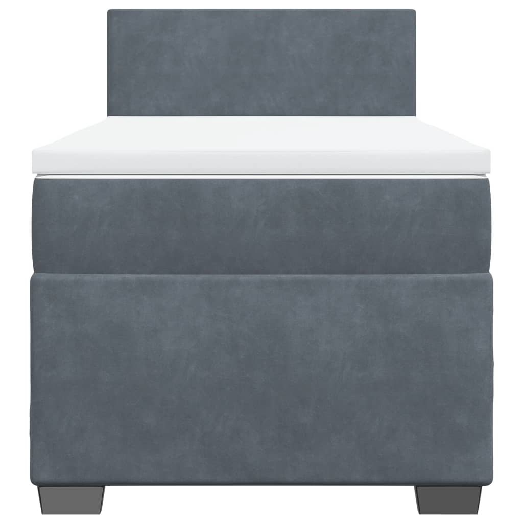 Giroletto a Molle con Materasso Grigio Scuro 80x200 cm Velluto