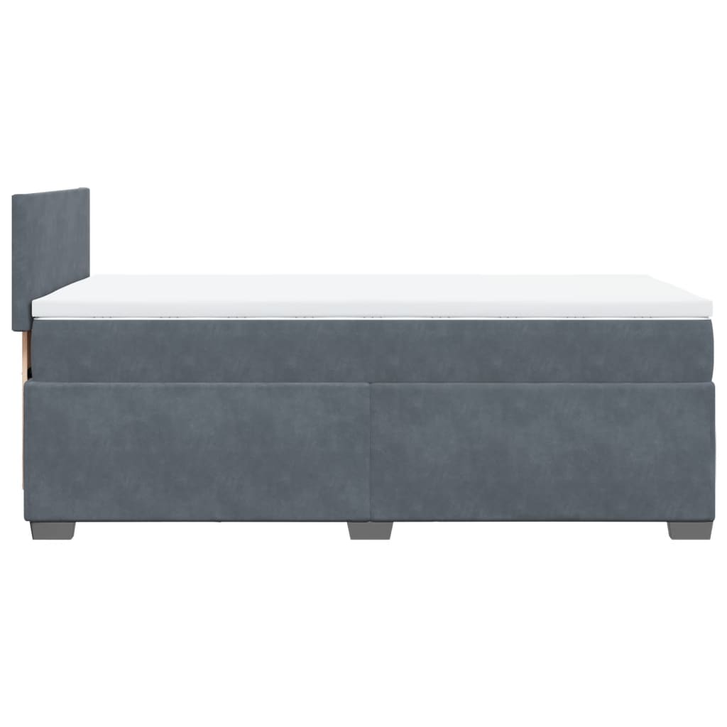 Giroletto a Molle con Materasso Grigio Scuro 80x200 cm Velluto