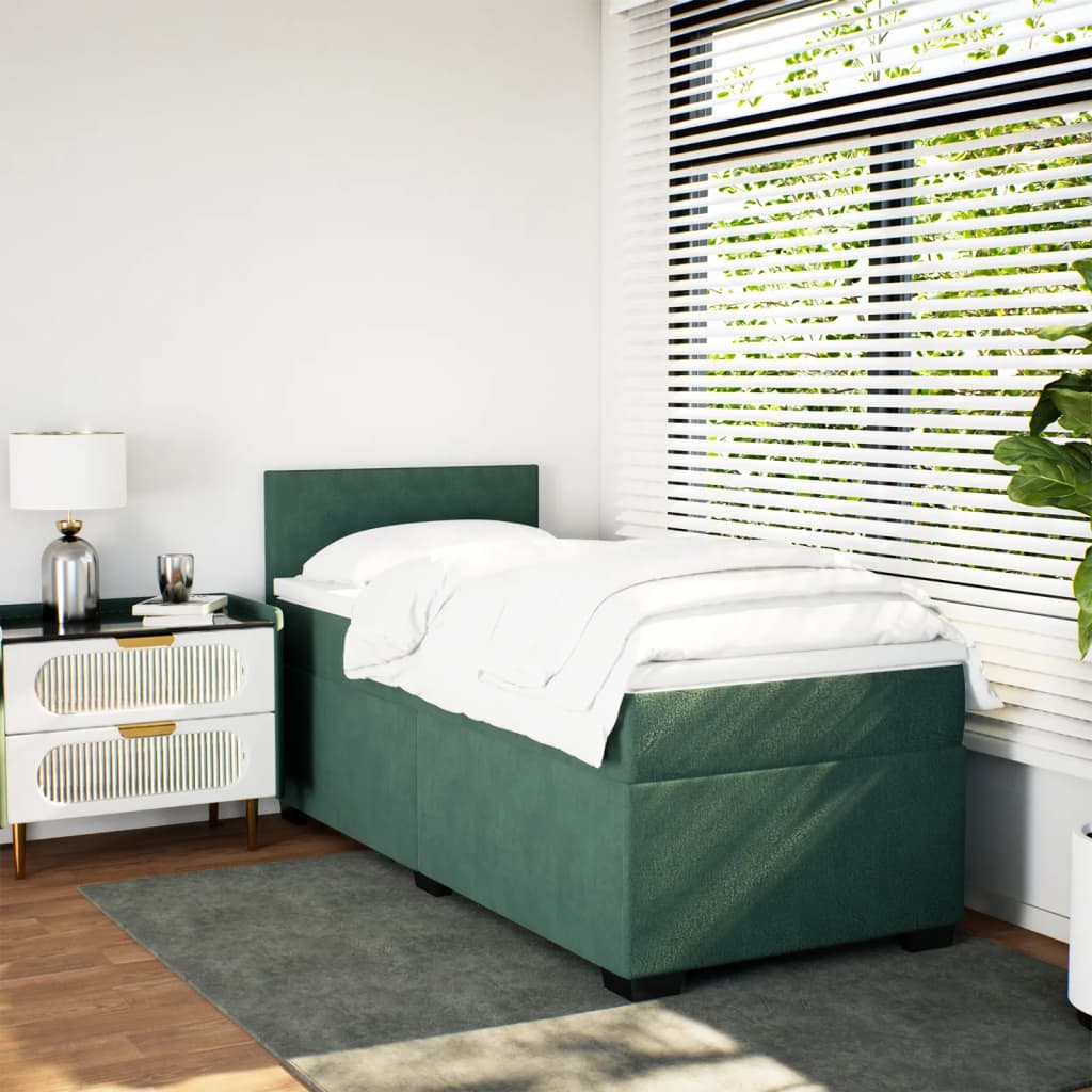 Giroletto a Molle con Materasso Verde Scuro 80x200 cm Velluto