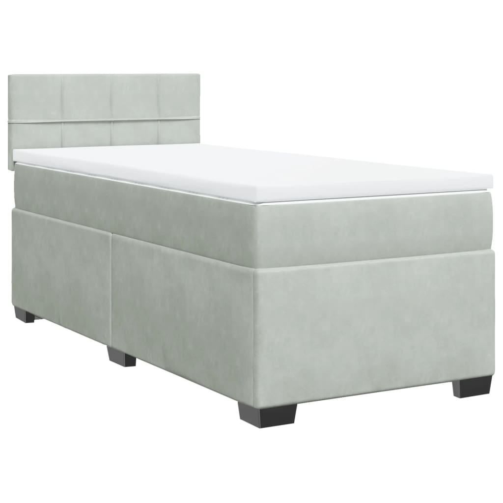 Giroletto a Molle con Materasso Grigio Chiaro 80x200 cm Velluto