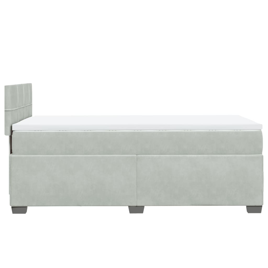 Giroletto a Molle con Materasso Grigio Chiaro 80x200 cm Velluto