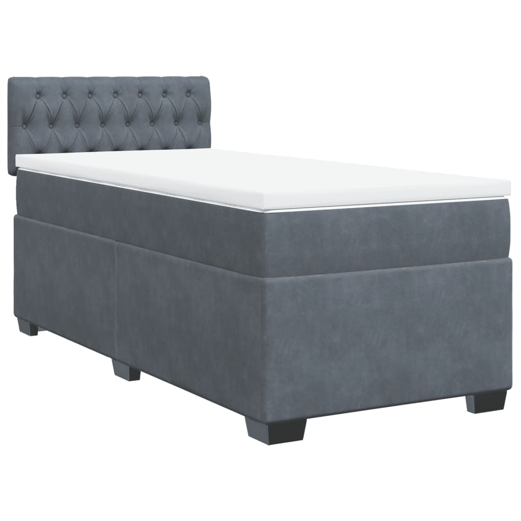 Giroletto a Molle con Materasso Grigio Scuro 80x200 cm Velluto