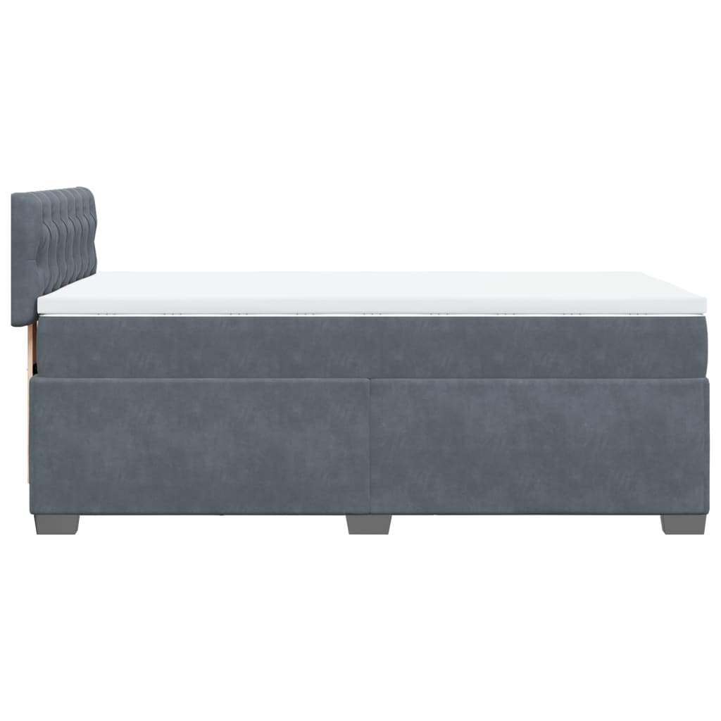 Giroletto a Molle con Materasso Grigio Scuro 80x200 cm Velluto