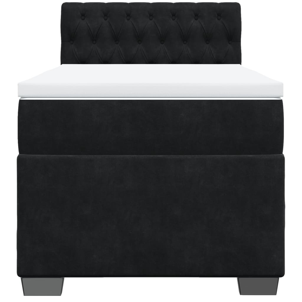 Giroletto a Molle con Materasso Nero 80x200 cm in Velluto