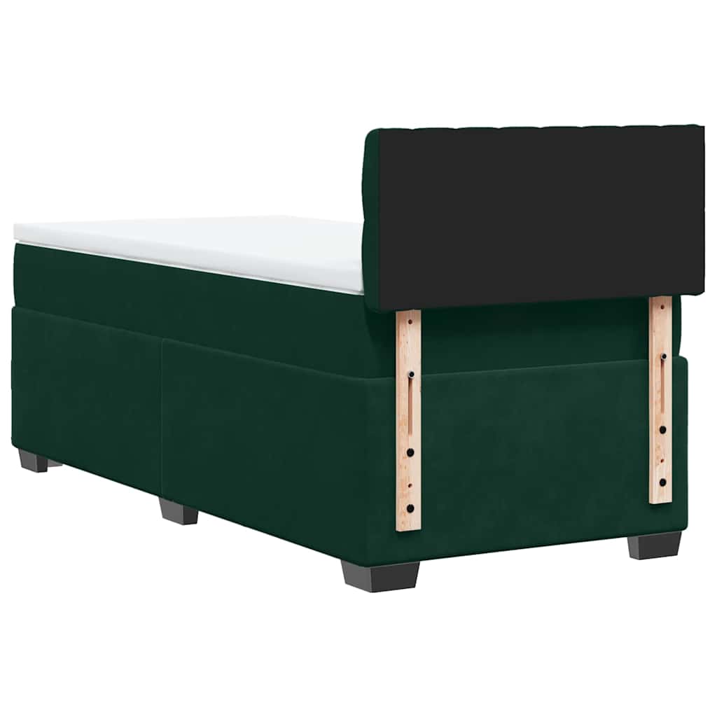 Giroletto a Molle con Materasso Verde Scuro 80x200 cm Velluto