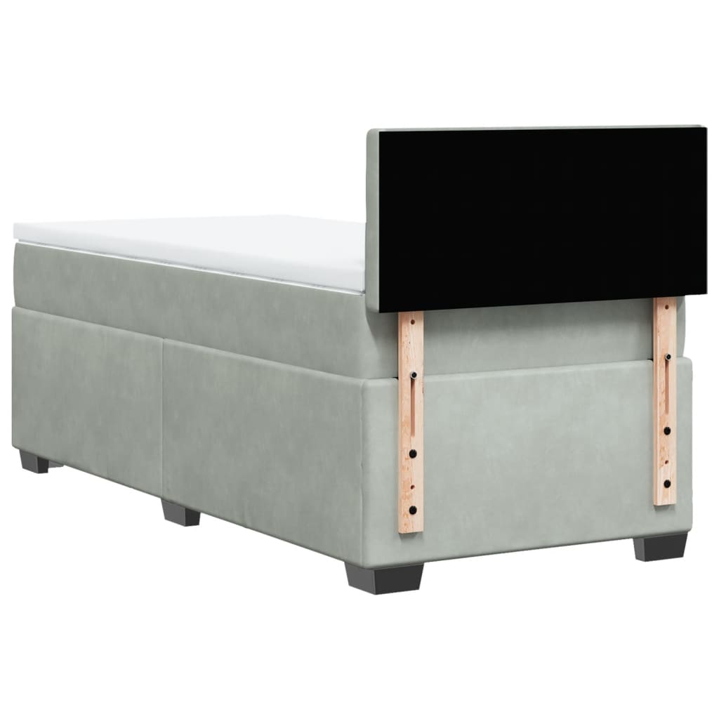 Giroletto a Molle con Materasso Grigio Chiaro 80x200 cm Velluto