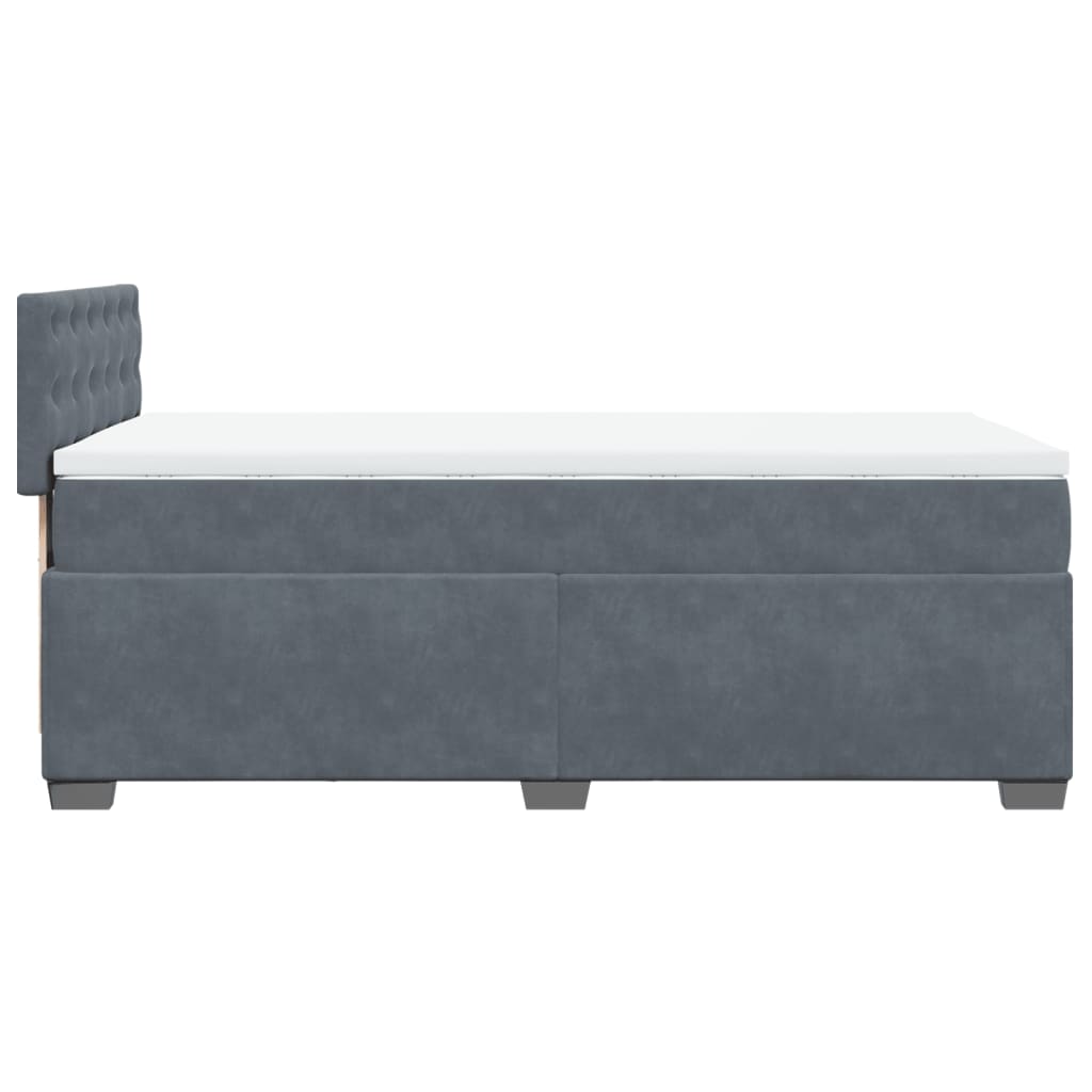 Giroletto a Molle con Materasso Grigio Scuro 80x200 cm Velluto