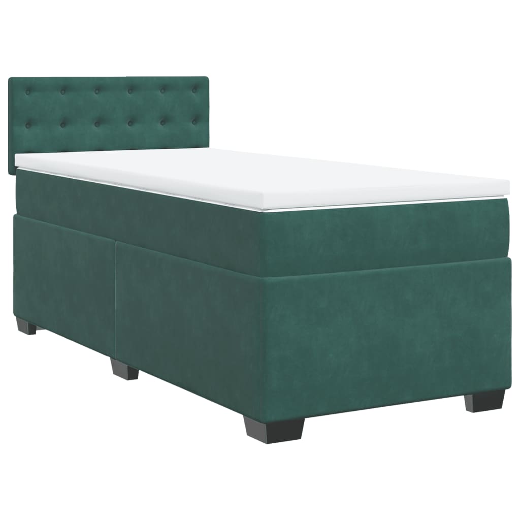 Giroletto a Molle con Materasso Verde Scuro 80x200 cm Velluto