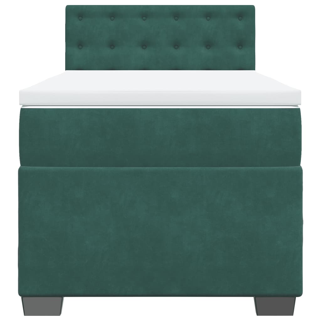 Giroletto a Molle con Materasso Verde Scuro 80x200 cm Velluto