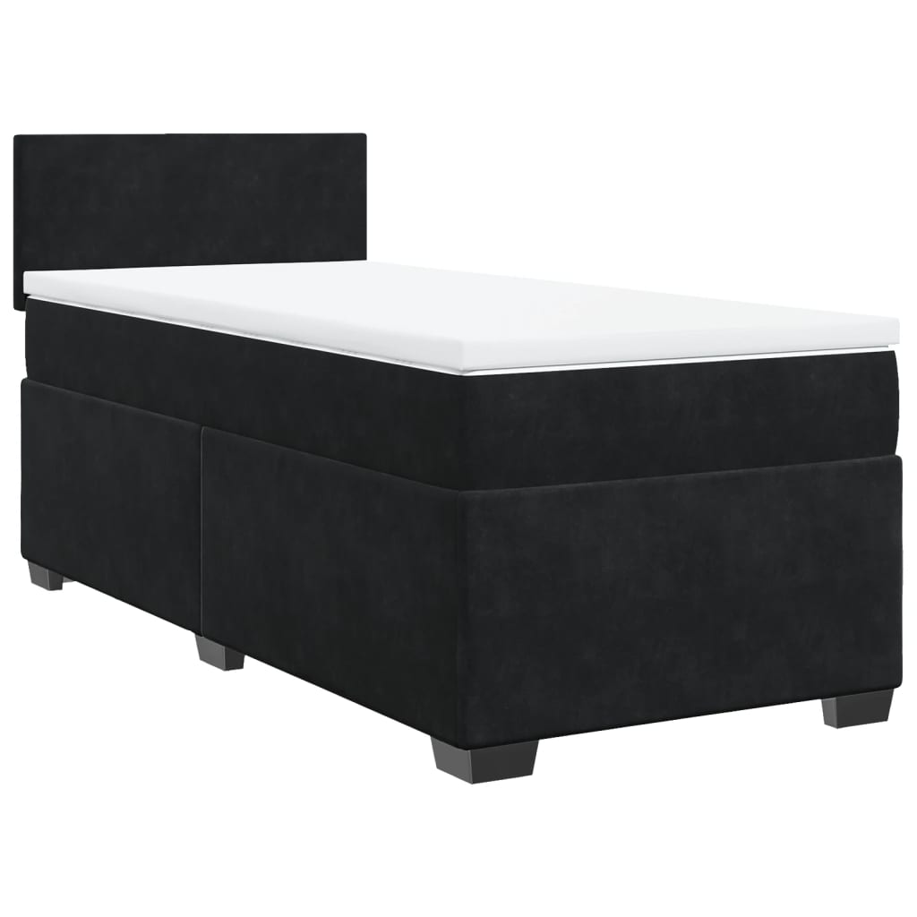 Giroletto a Molle con Materasso Nero 90x190 cm in Velluto