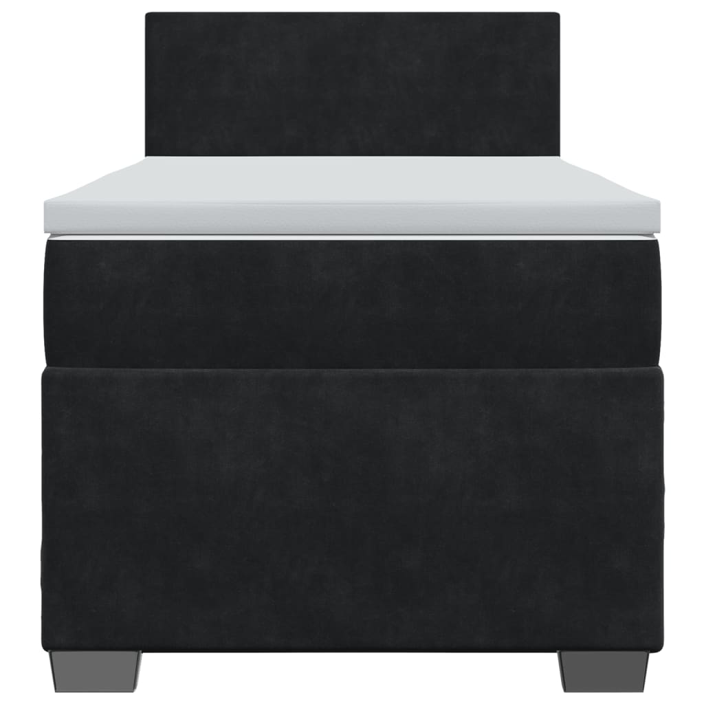 Giroletto a Molle con Materasso Nero 90x190 cm in Velluto