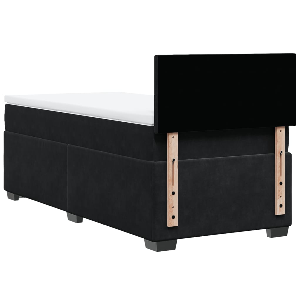Giroletto a Molle con Materasso Nero 90x190 cm in Velluto