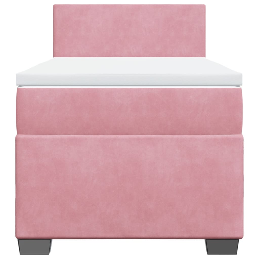 Giroletto a Molle con Materasso Rosa 90x190 cm in Velluto
