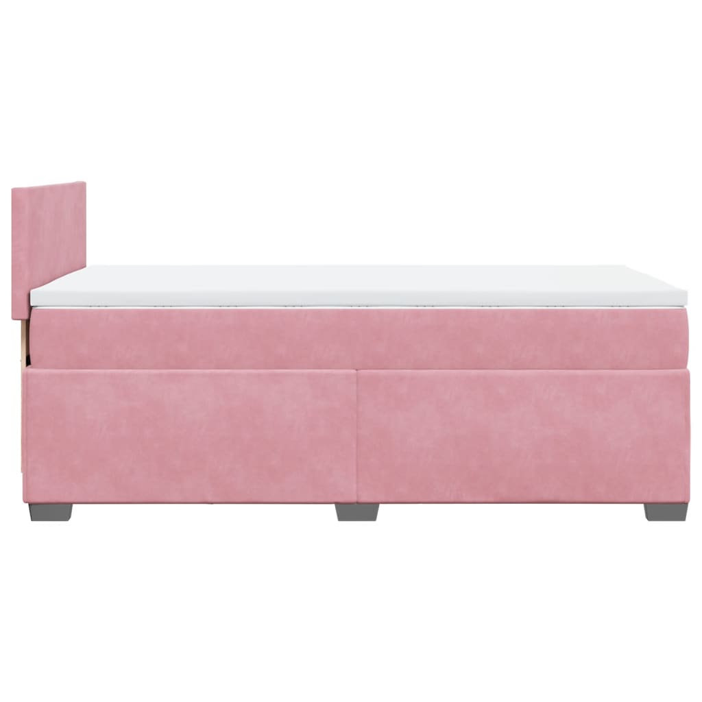 Giroletto a Molle con Materasso Rosa 90x190 cm in Velluto