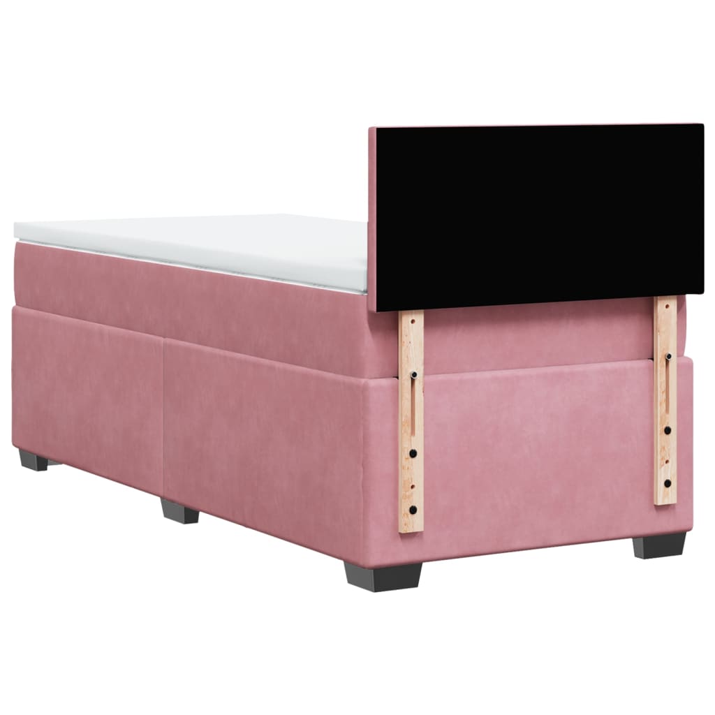 Giroletto a Molle con Materasso Rosa 90x190 cm in Velluto