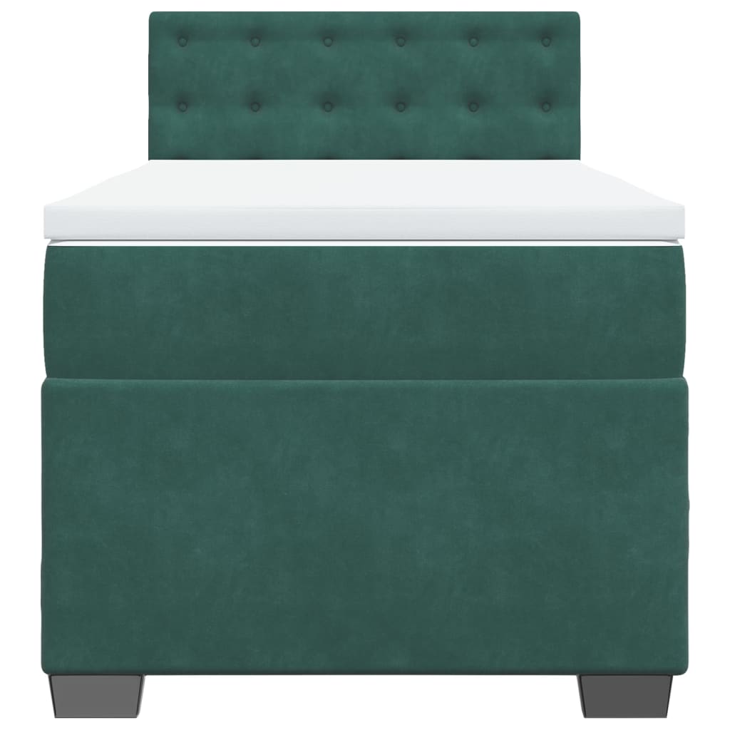 Giroletto a Molle con Materasso Verde Scuro 90x190 cm Velluto