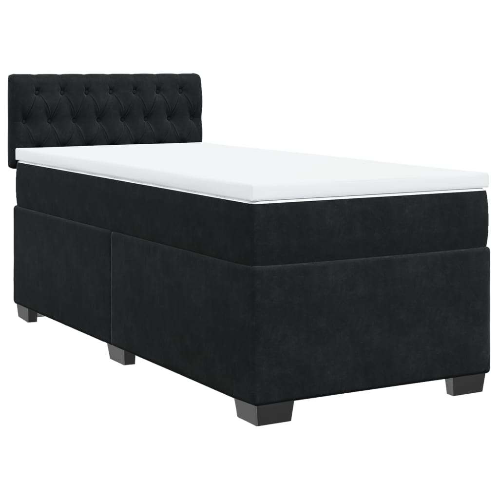 Giroletto a Molle con Materasso Nero 90x190 cm in Velluto