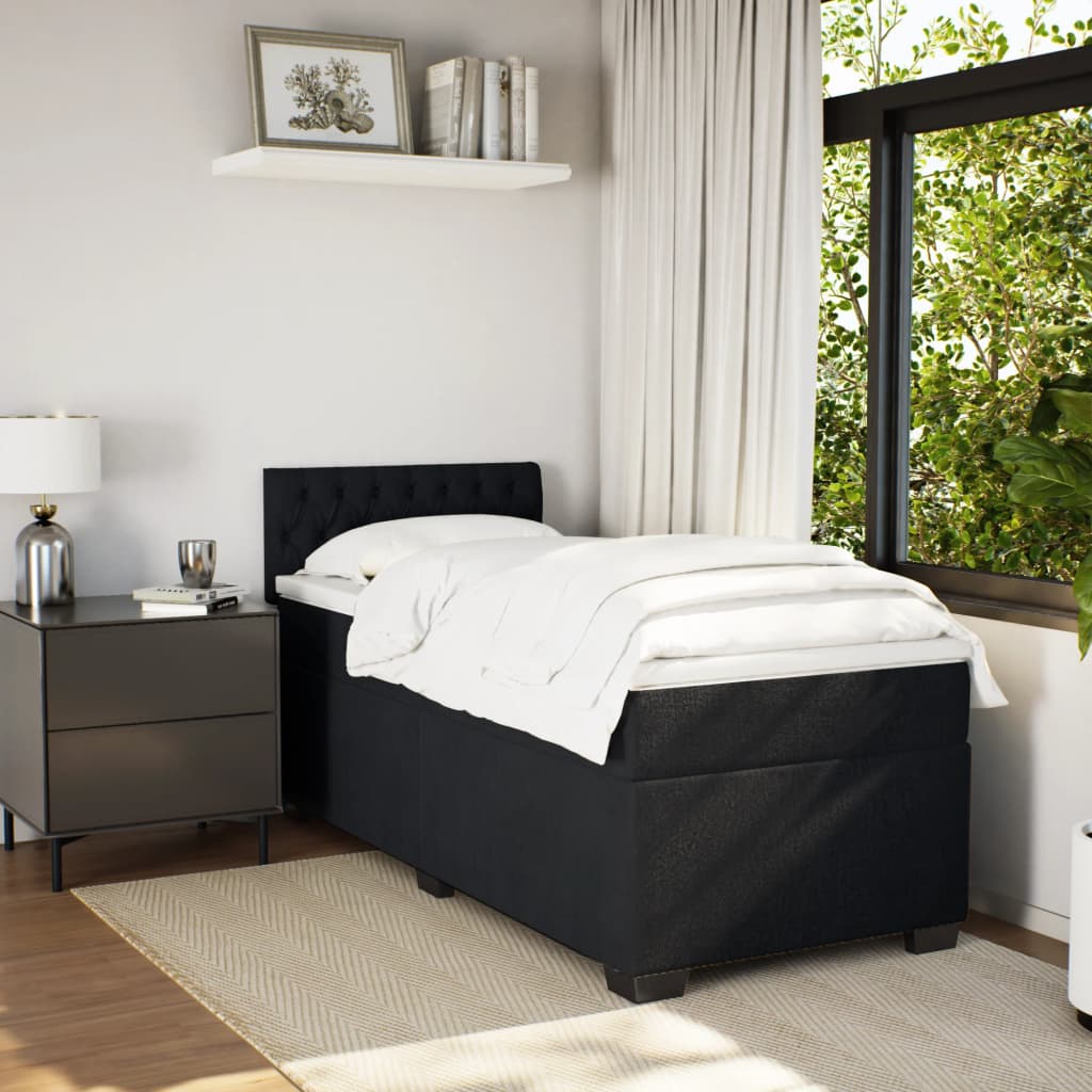 Giroletto a Molle con Materasso Nero 90x190 cm in Velluto