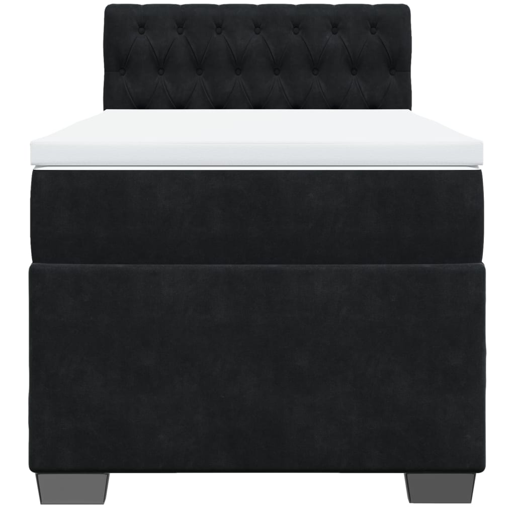 Giroletto a Molle con Materasso Nero 90x190 cm in Velluto
