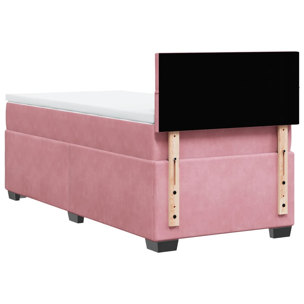 Giroletto a Molle con Materasso Rosa 90x190 cm in Velluto
