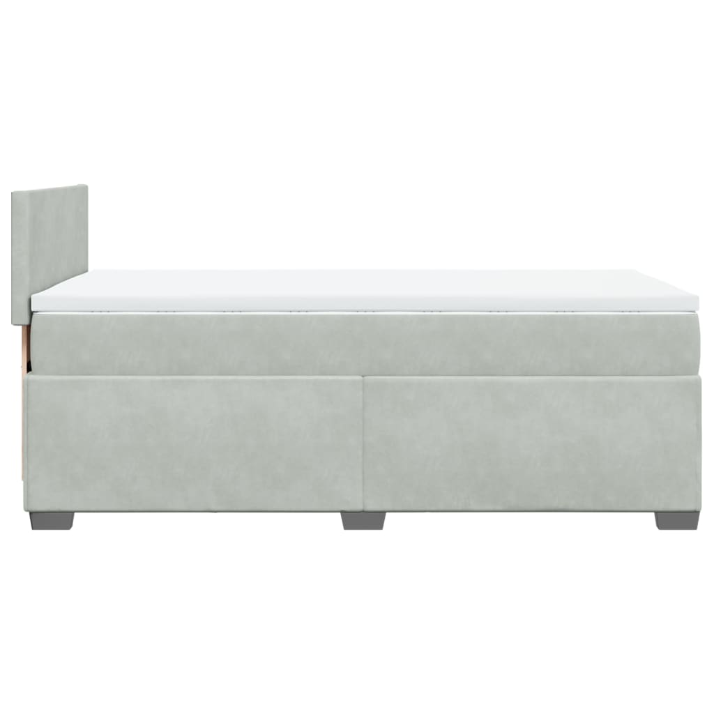 Giroletto a Molle con Materasso Grigio Chiaro 90x200 cm Velluto