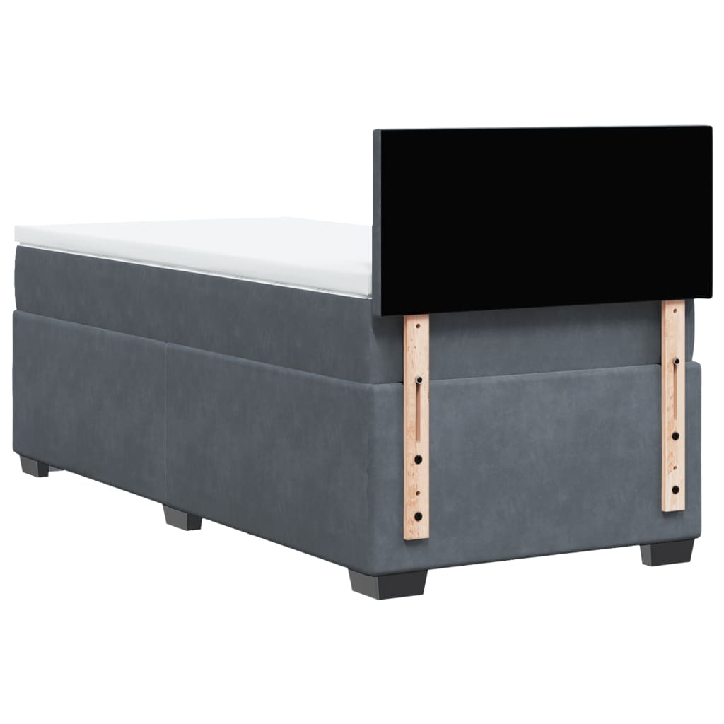 Giroletto a Molle con Materasso Grigio Scuro 90x200 cm Velluto