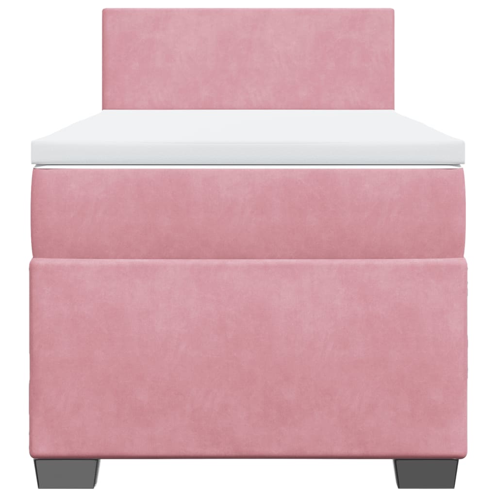 Giroletto a Molle con Materasso Rosa 90x200 cm in Velluto