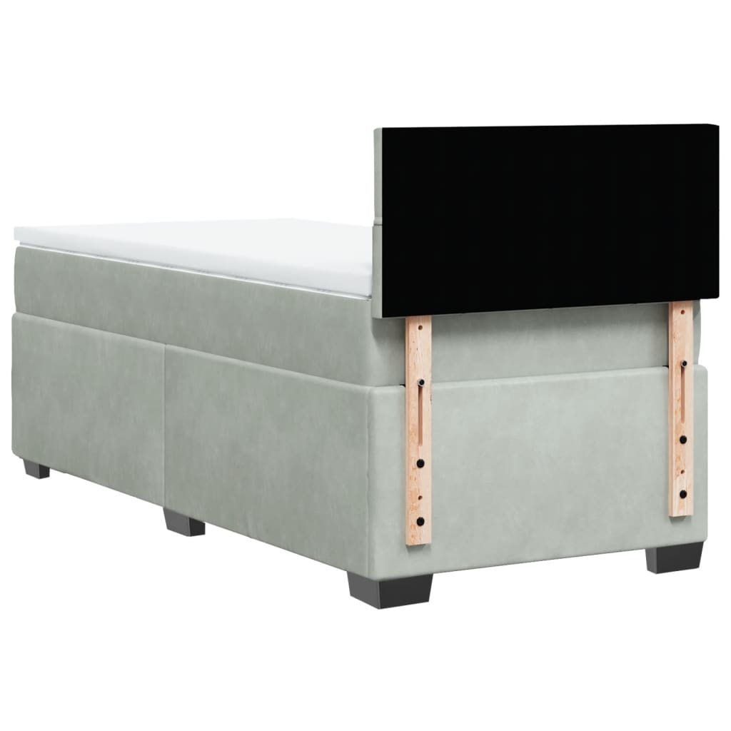 Giroletto a Molle con Materasso Grigio Chiaro 90x200 cm Velluto