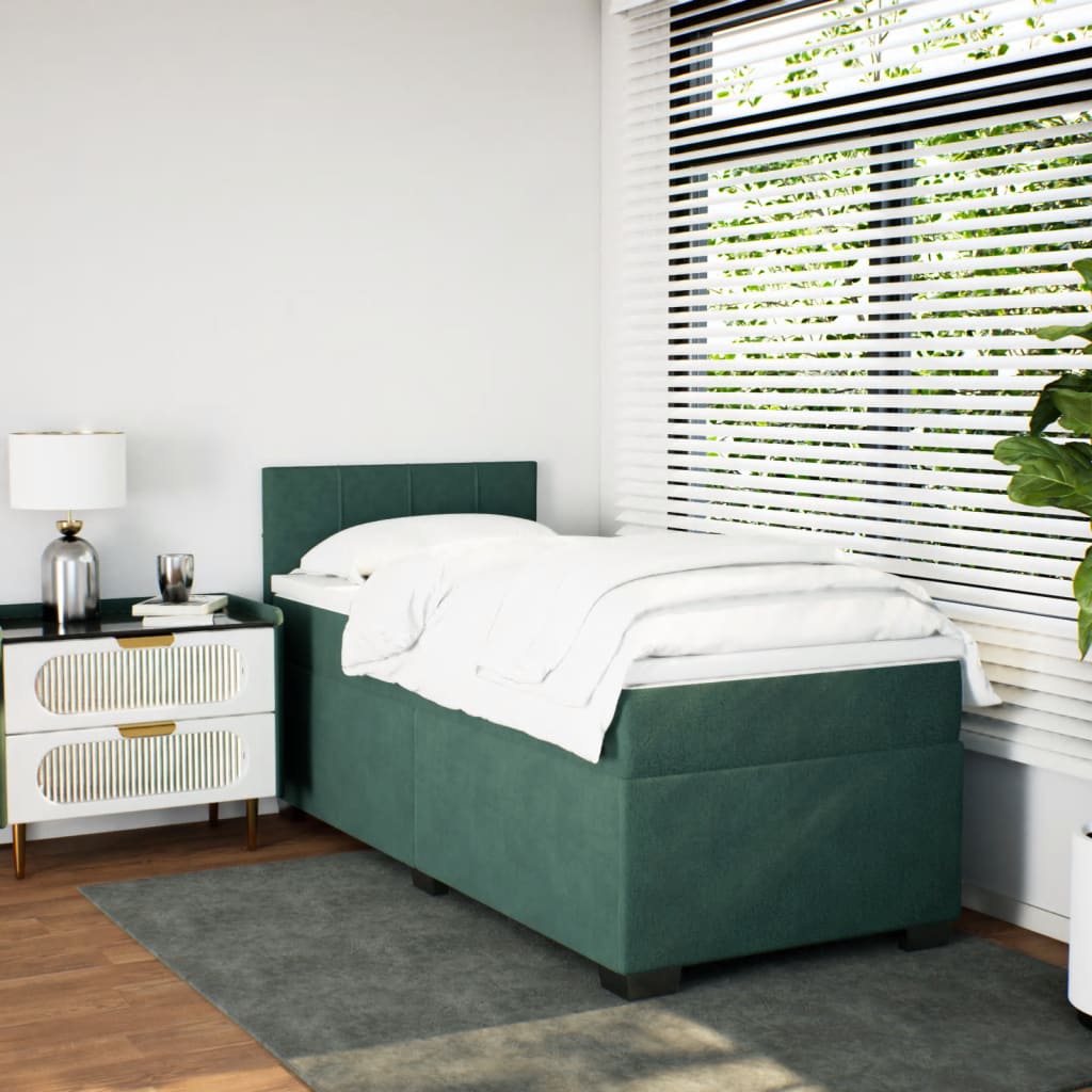Giroletto a Molle con Materasso Verde Scuro 90x200 cm Velluto