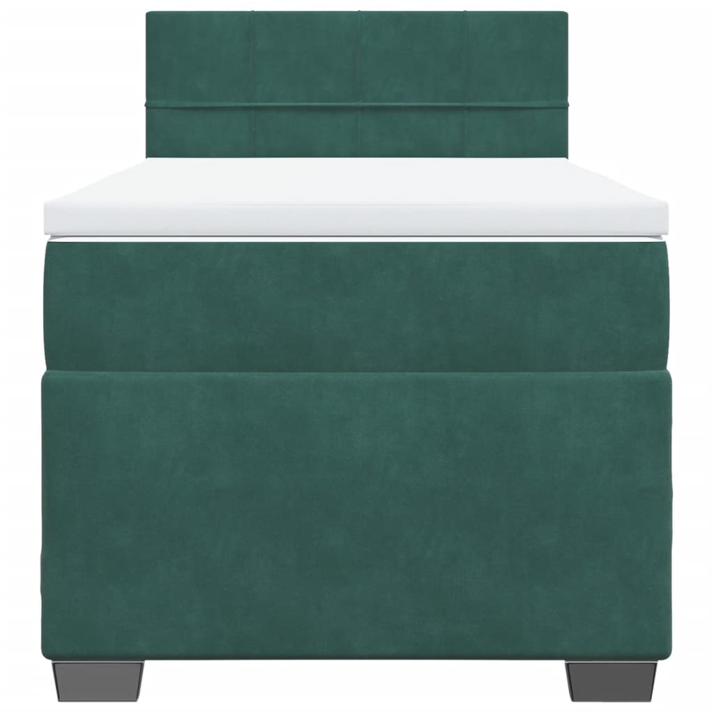 Giroletto a Molle con Materasso Verde Scuro 90x200 cm Velluto