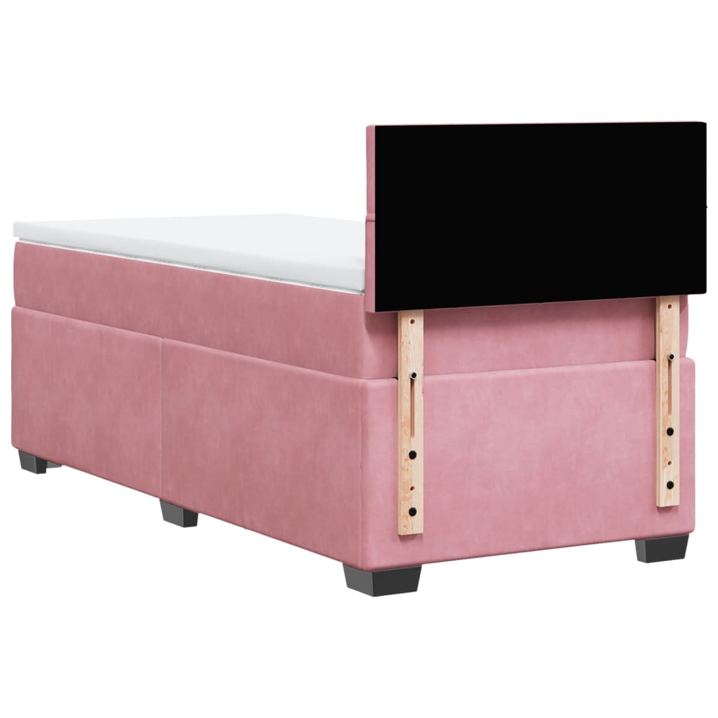Giroletto a Molle con Materasso Rosa 90x200 cm in Velluto