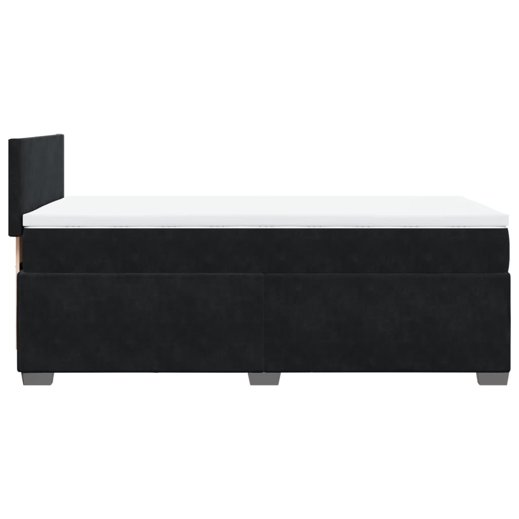 Giroletto a Molle con Materasso Nero 100x200 cm in Velluto