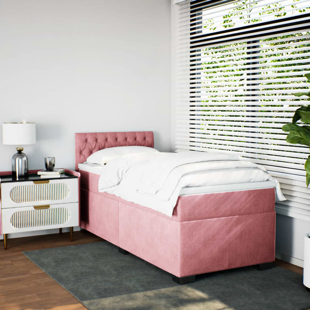 Giroletto a Molle con Materasso Rosa 100x200 cm in Velluto