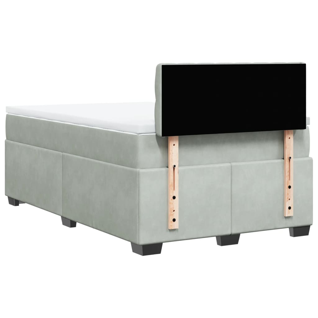 Giroletto a Molle con Materasso Grigio Chiaro 120x200cm Velluto
