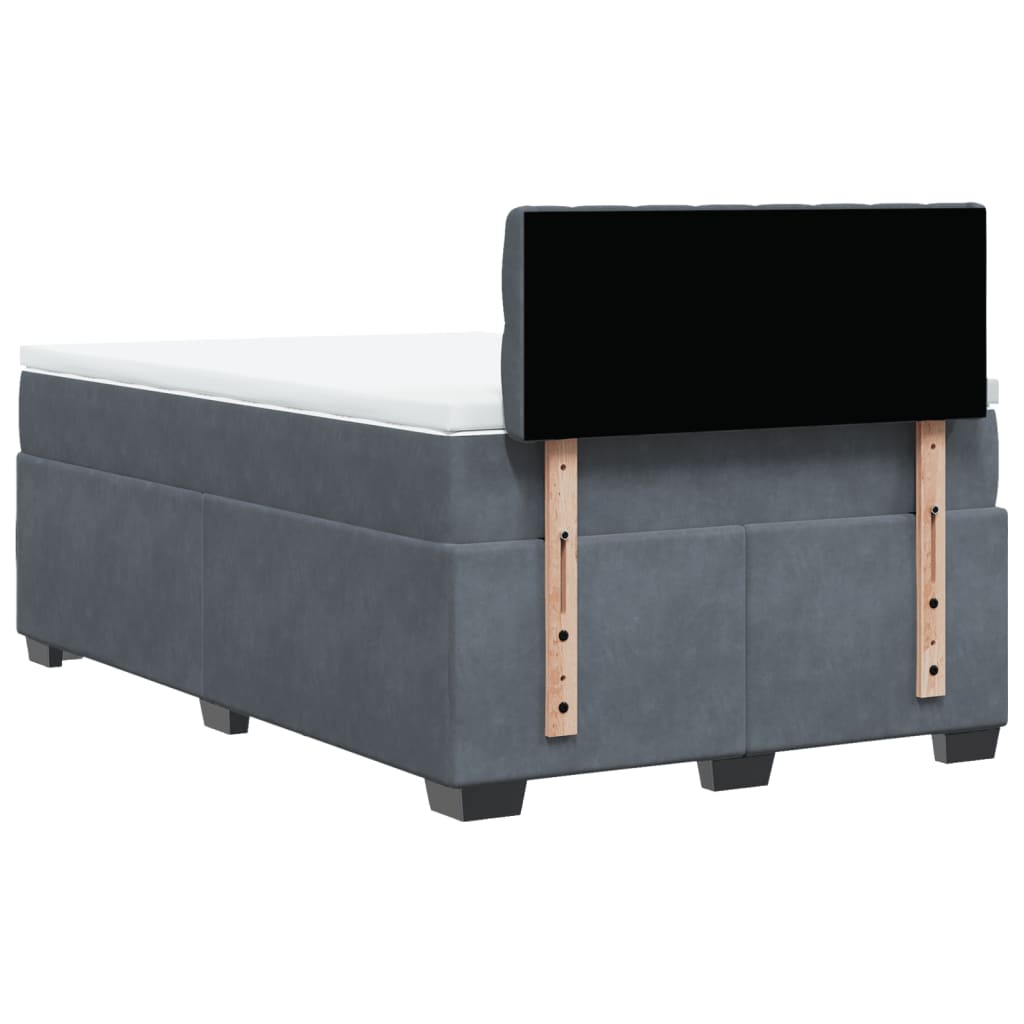 Giroletto a Molle con Materasso Grigio Scuro 120x200 cm Velluto