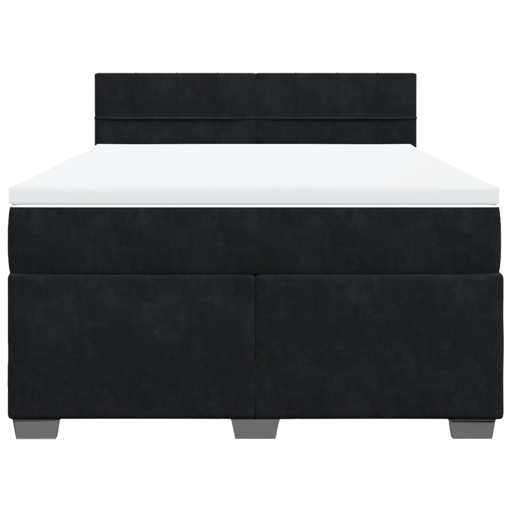 Giroletto a Molle con Materasso Nero 140x190 cm in Velluto